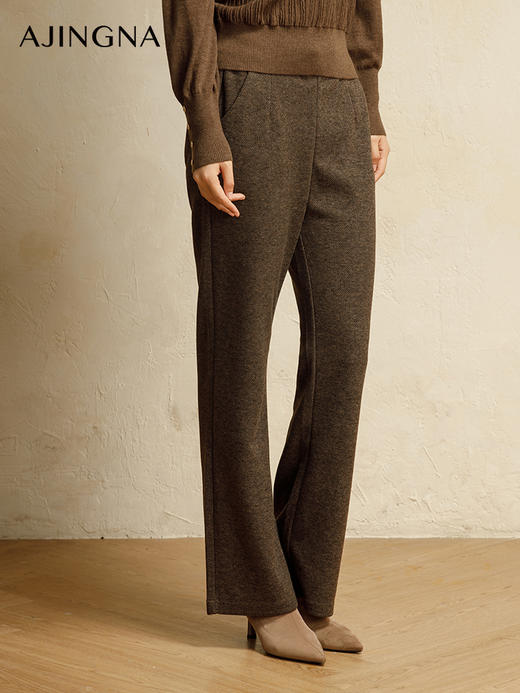 【商场同款】阿菁娜2024冬季新款高品质羊毛混纺微喇裤A30D210097 商品图4