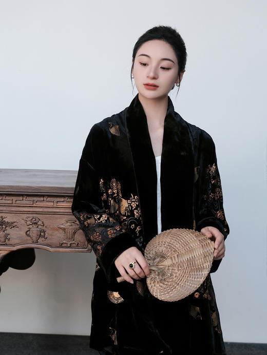 盛唐牡丹|黑色丝绒烫金开衫外套 商品图4