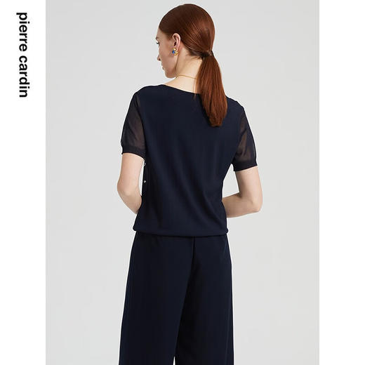 皮尔卡丹女装春季新款通勤简约淑女绣花针织衫P2299K2211N0
 商品图2