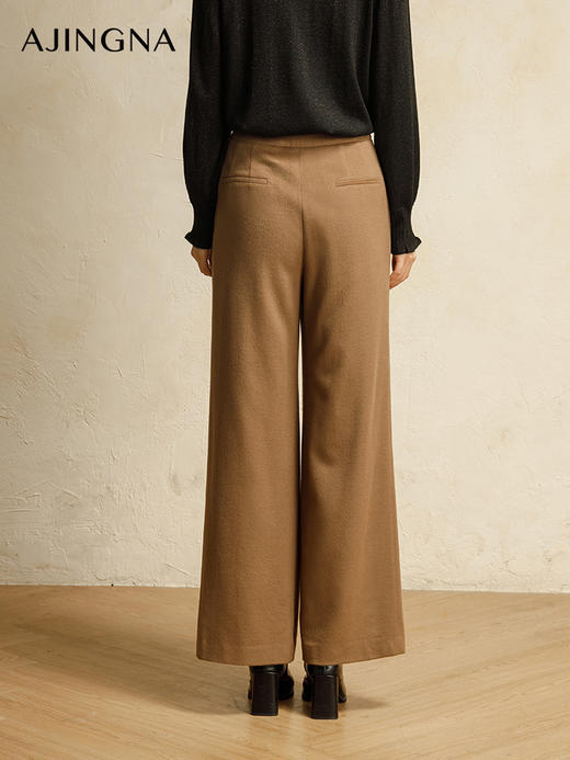 【商场同款】阿菁娜2024冬季新款高腰精致羊毛直筒裤A29D110003 商品图3