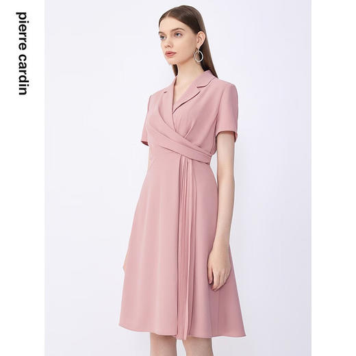皮尔卡丹女装夏季新款通勤淑女西装压褶连衣裙C32DS014
 商品图3