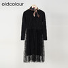 oldcolour春秋款黑色气质百搭设计感高腰显瘦连衣裙女L31106354G 商品缩略图0