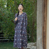 绽放旅行女装783朵/秋冬亚麻棉磨毛印花民族风V领叠穿长袖连衣裙 商品缩略图1