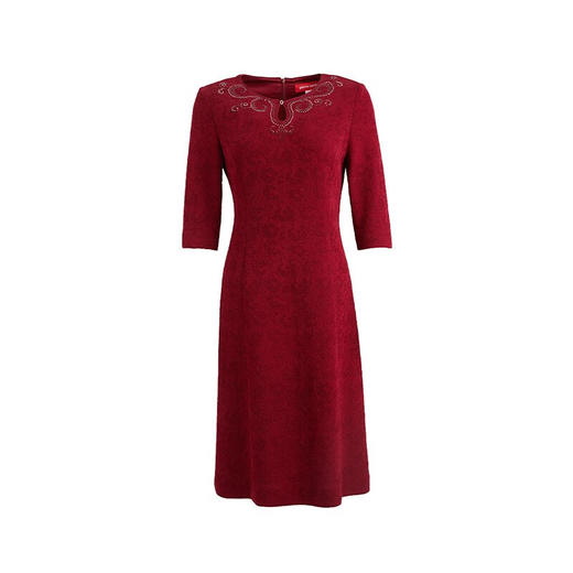 皮尔卡丹女装连衣裙醋酸提花短袖淑女气质场合A字裙P2104E2073T0 商品图4