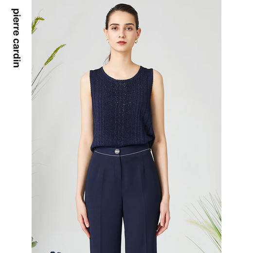 皮尔卡丹女装针织衫提花无袖圆领通勤百搭打底衫内搭P3199K3161N0
 商品图0