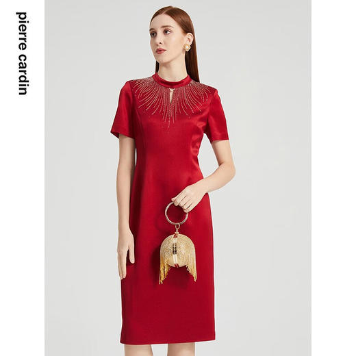 皮尔卡丹女装连衣裙法式时尚刺绣端庄宴会场合礼服裙P2206D2080T0 商品图1