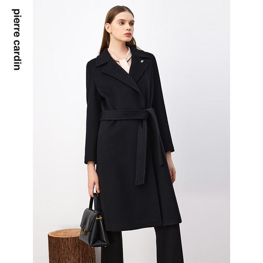 皮尔卡丹女装毛呢外套高级感黑色高原山羊绒法式大衣P3421C3950B0
 商品图3