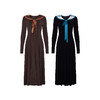 两三事梵高文艺 呢喃鸢语 2024冬季新款印花海军领打底连衣裙长裙 商品缩略图4