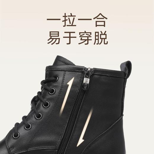 信诺真皮女士马丁靴厚底增高短靴2024冬季新款加绒加厚棉鞋妈妈鞋X24M118-102 商品图4