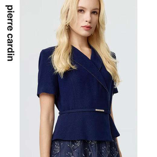 皮尔卡丹女装连衣裙夏季短袖假两件醋酸商务端庄裙子P3221D3130N0
 商品图4