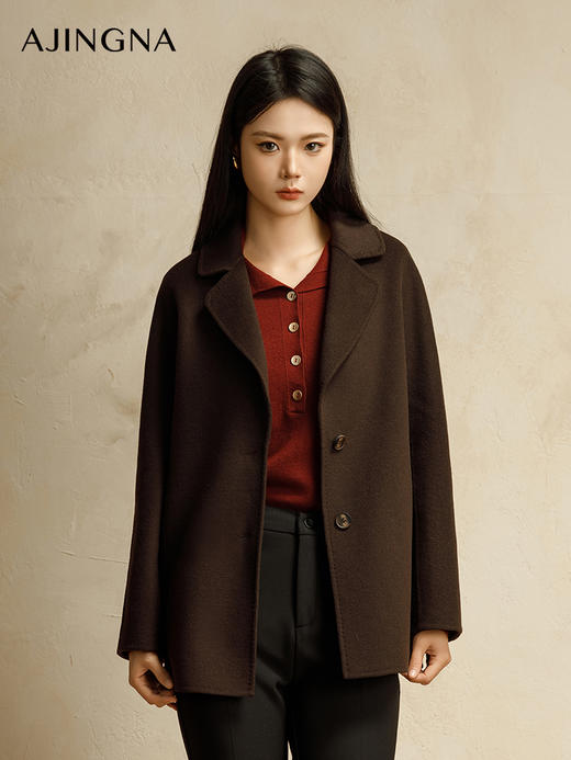 【商场同款】阿菁娜2024冬季新款经典优雅廓形大衣A30D211018 商品图2