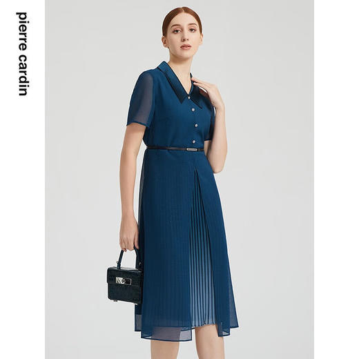 皮尔卡丹女装夏季新款复古优雅修身连衣裙P2215D2131G0
 商品图3