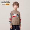 mettekids儿童100%羊绒衫2024冬季男童萌趣小熊毛衣半高领针织衫 商品缩略图0