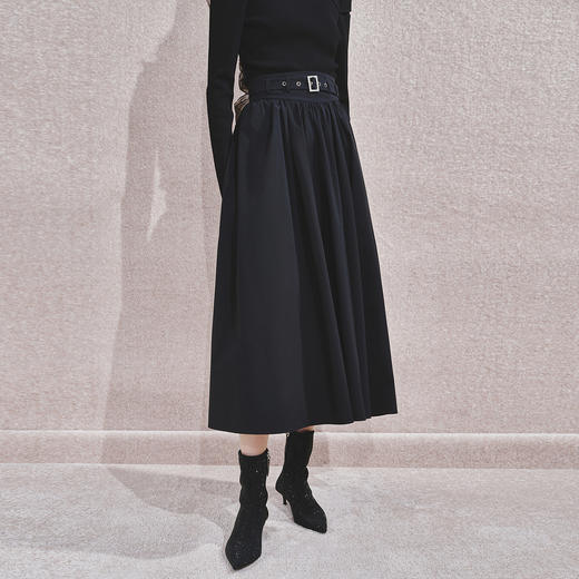 *复古风百褶半裙高腰半身裙女 商品图0