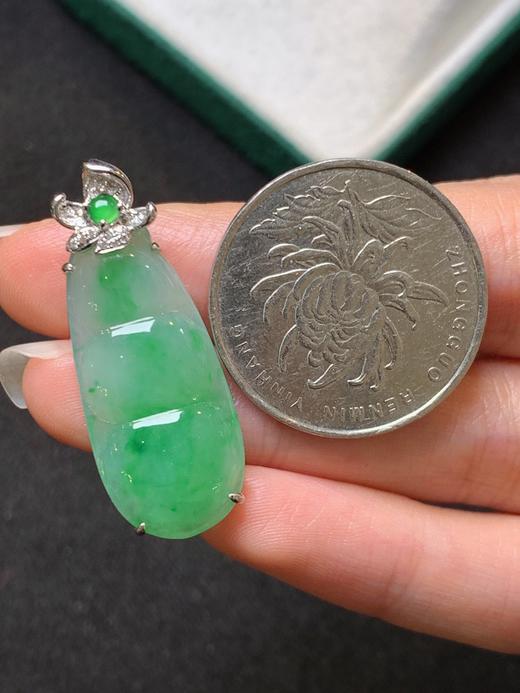 18K金冰晴绿福豆吊坠 商品图3