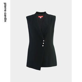 皮尔卡丹女装秋季新款简约通勤干练百搭黑色马甲P84JV62B0
