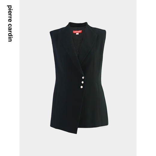 皮尔卡丹女装秋季新款简约通勤干练百搭黑色马甲P84JV62B0
 商品图0