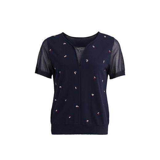 皮尔卡丹女装春季新款通勤简约淑女绣花针织衫P2299K2211N0
 商品图4