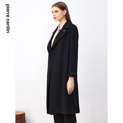 皮尔卡丹女装毛呢外套高级感黑色高原山羊绒法式大衣P3421C3950B0
 商品图1