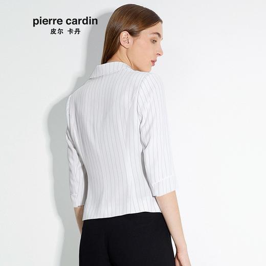 皮尔卡丹女装春季新款白色条纹西服时尚短外套上衣C41UL07W0 商品图2