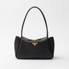 PRADA 普拉达 女士珐琅金属三角形徽标中号皮革手提包 黑色 1BA444 2CYS F0002 OVX 商品缩略图0