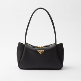 PRADA 普拉达 女士珐琅金属三角形徽标中号皮革手提包 黑色 1BA444 2CYS F0002 OVX