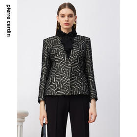 皮尔卡丹女装西服秋法式复古一粒扣商务通勤上衣外套P3305U3978B3
