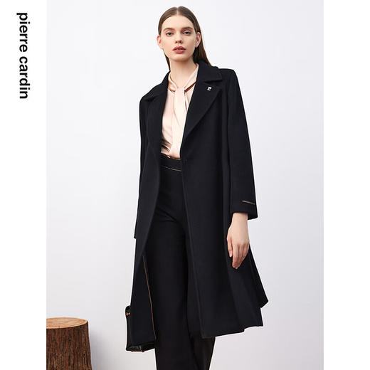 皮尔卡丹女装毛呢外套高级感黑色高原山羊绒法式大衣P3421C3950B0
 商品图4