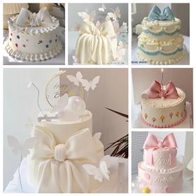 【翻糖蝴蝶结创意定制蛋糕】双层鲜果夹心