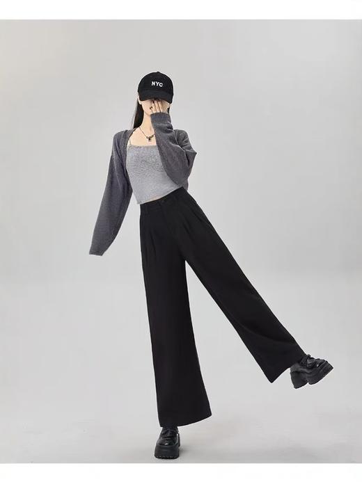 418感恩价【休闲裤】 【新品女裤】S119水洗棉弹力卷边显瘦直筒裤-喜出 商品图2