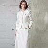 IWY/时尚米白色职业西装套裙女演讲主持上镜正装职业女裙套装涤纶外套C2040+S2102 商品缩略图3