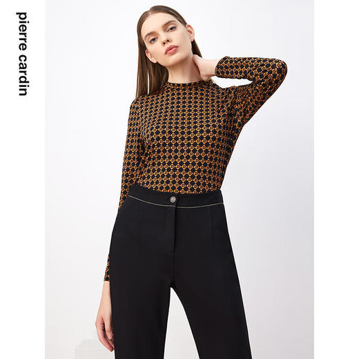 皮尔卡丹女装针织衫黑花色波点修身打底衫百搭上衣P3362B3971B3
 商品图4