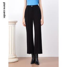 皮尔卡丹女装裤子休闲裤黑色高腰显瘦直筒裤女西裤P3447T3963B0
