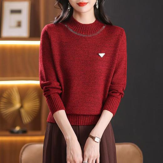 CC-102-8765半高领打底衫女秋冬内搭花纱毛衣洋气2024秋冬新款厚款上衣女 商品图0