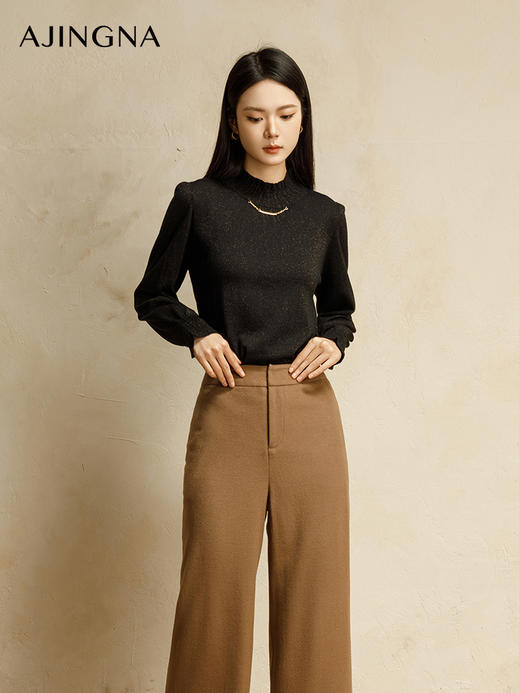 【商场同款】阿菁娜冬季新款半高花边领温暖毛衫A30Q301026 商品图0