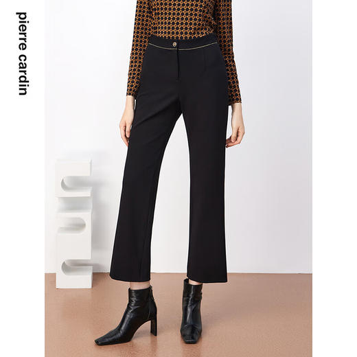 皮尔卡丹女装裤子休闲裤黑色春秋百搭通勤干练直筒裤P3335T3994B0
 商品图4