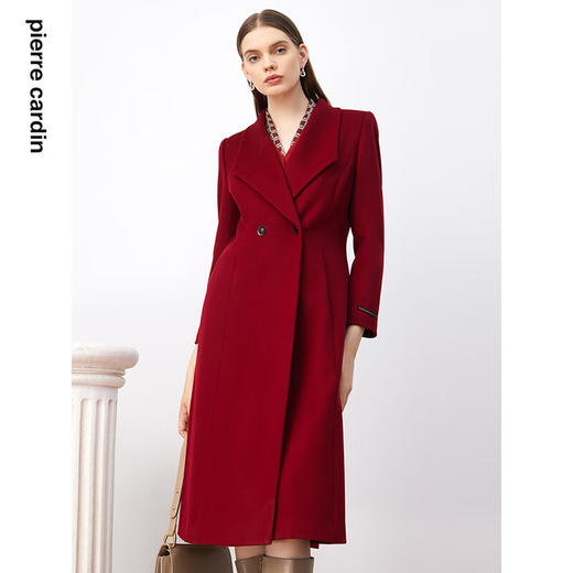 皮尔卡丹女装毛呢外套红色喜庆羊毛大衣女高级感大衣P3408C3983R0
 商品图3
