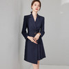 IWY/藏青色长袖平驳领连衣裙压褶拼接气质*时尚售楼部招待工装22C237 商品缩略图4