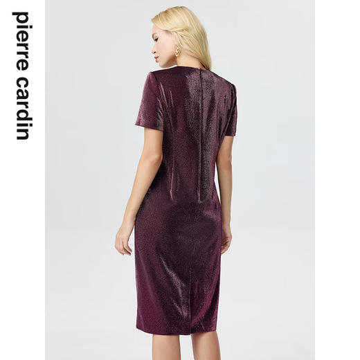 皮尔卡丹女装连衣裙紫色短袖镶钻亮闪闪中长款一步裙P3241D3107Z0
 商品图2