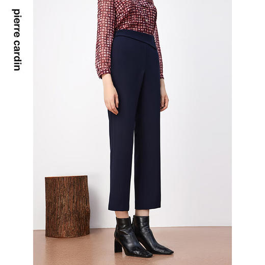 皮尔卡丹女装裤子休闲裤藏蓝色高腰显瘦长腿裤直筒裤P3326T3983N0
 商品图1