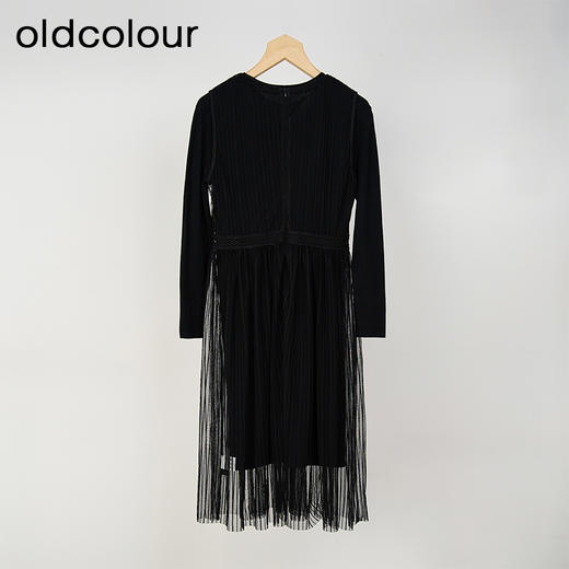 oldcolour春秋款黑色气质百搭设计感高腰显瘦连衣裙女L31106354G 商品图2