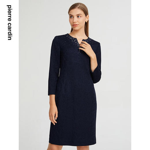 皮尔卡丹女装秋季新款通勤轻商务OL风修身连衣裙P1315E1878N2 商品图0