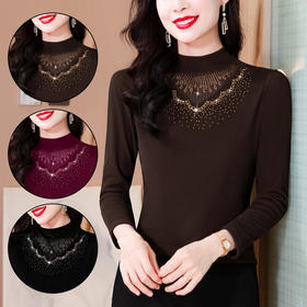 KQL 765H309小衫加绒加厚半高领修身妈妈装