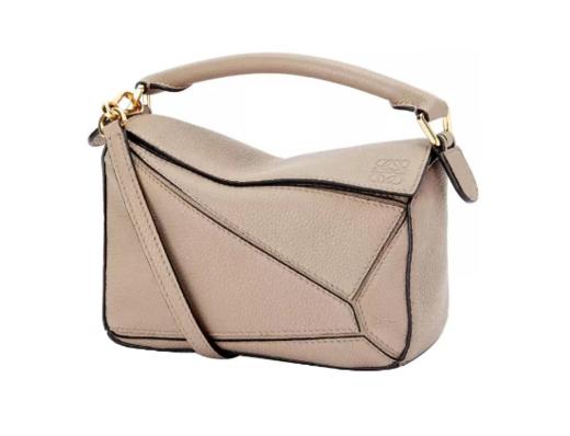 LOEWE罗意威 Puzzle系列 几何包/拼图包拼接设计拉链牛皮革单肩斜挎手提包 迷你 沙色 商品图0