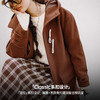 马登复古学院风牛角扣毛呢大衣中长款宽松通勤连帽厚外套冬季女 商品缩略图3