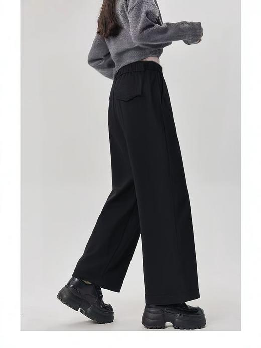 418感恩价【休闲裤】 【新品女裤】S119水洗棉弹力卷边显瘦直筒裤-喜出 商品图3