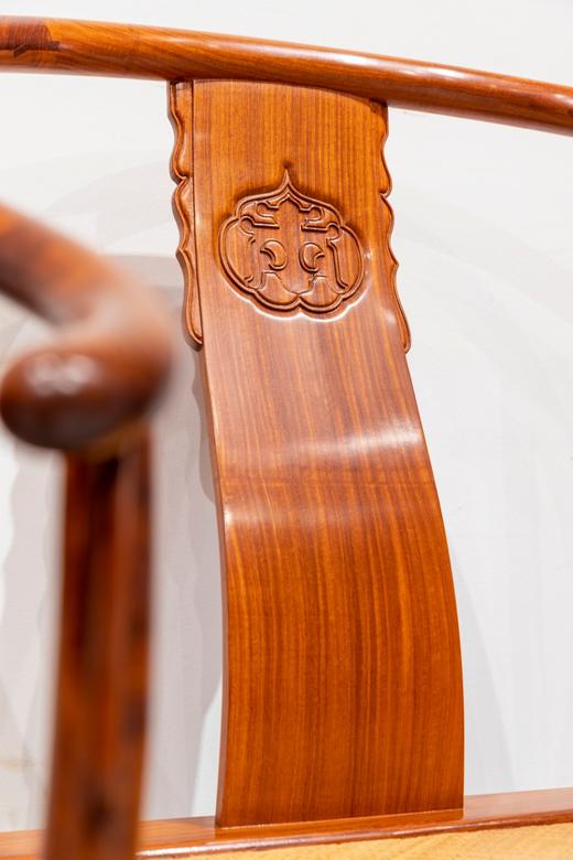 红桥红  家具严选  缅甸花梨（大果紫檀）【藤面 恭王府 寿字纹 圈椅 三件套】 商品图2