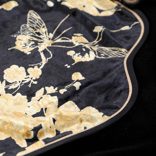 PH805斯尔丽24新款弹力丝绒拼丝绒印花出芽包边宴会气质佳长袖连衣裙 商品图5