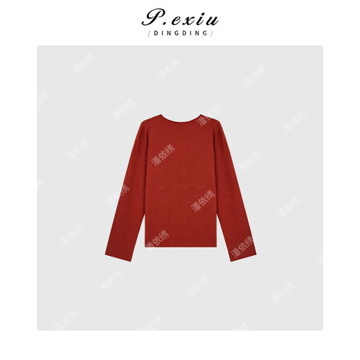 04-2潘依绣丁丁宠粉【焦糖布丁】100%绵羊毛高级感简约针织上衣 ZZ0630 商品图2
