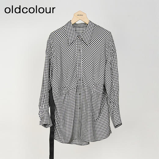 oldcolour春秋款气质百搭休闲收腰格子衬衫中外套女GO31042846 商品图0